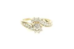 14K Yellow Gold Diamond Bypass Promise Engagement Ring