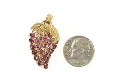 14K Yellow Gold 2.16 Ctw Ruby Grape BunchArt's & Crafts Pin/Brooch