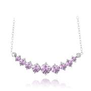 Sterling Silver 1.55ct Amethyst & Diamond Accent Frontal Journey Necklace
