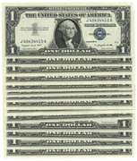 15 Superb Gem CU 1957-A $1 Silver Certs. Some runs