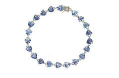 14K White Gold Trillion Sim. Sapphire Statement Tennis Bracelet