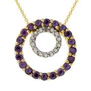 18k Gold over Silver Genuine Diamond Accent & Amethyst Eternity Pendant