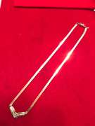 14K YELLOW GOLD LADIES HERRINGBONE AND DIAMOND CHAIN