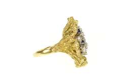 14K Yellow Gold 1.02 Ctw Diamond Sapphire Cluster Cocktail Ring