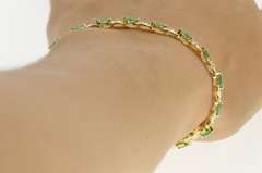 14K Yellow Gold Marquise Emerald Diamond X Link Tennis Bracelet