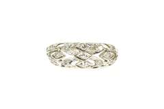 14K White Gold 0.23 Ctw Art Deco Diamond Wedding Band Ring