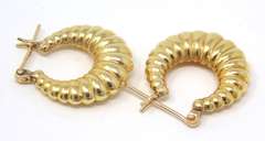 Simple Yellow Gold Shrimp Hoop Earrings