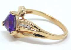 Stunning Trillion Amethyst & Diamond Ring