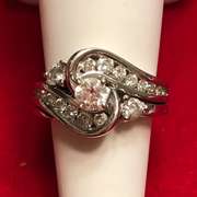 Ladies 14k white gold and diamond wedding set.