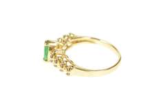 14K Yellow Gold Marquise Emerald Diamond Accent Engagement Ring
