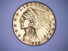1925 D Near Unc  Indian US $2 1/2 Gold Quarter Eagle