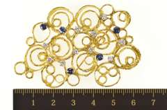 18K Yellow Gold Layered Circle Sapphire Diamond Statement Pendant/Pin