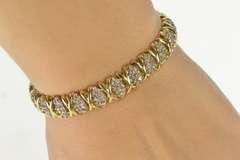 10K Yellow Gold 4.00 Ctw Diamond Cluster X Link Tennis Bracelet