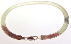 Sterling Silver Italian Flat Snake Chain  Set Of Necklace And Bracelet