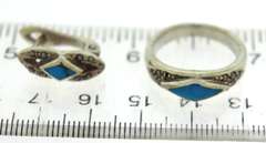 Sterling Silver Turquoise Ring and Earrings