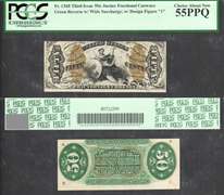 50 Cent Fractional=3rd Issue=Justice=Fr. 1368=Green Rev PCGS CH Abt New 55PPQ