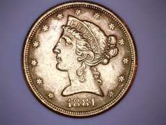 1881 Near Uncirculated $ 5 Liberty Gold Half Eagle