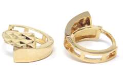 Lovely Yellow Gold Diamond Cut Huge Earrings