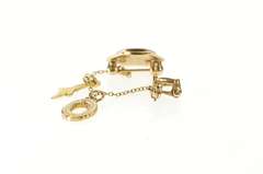 10K Yellow Gold Alpha Chi Sigma Enamel Frat Chain Lapel Pin/Brooch