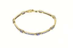 14K Yellow Gold Oval Princess Sapphire Diamond Accent Bracelet
