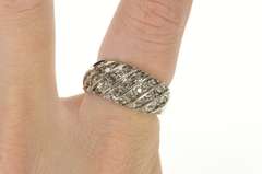 10K White Gold 0.70 Ctw Diamond Striped Statement Band Ring