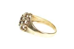 10K Yellow Gold Retro Oval Garnet Opal Halo Statement Ring