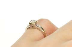 14K White Gold 1940's Three Stone Diamond Engagement Ring