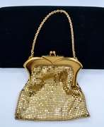 Mid Century Whiting & Davis Co. Gold Tone Mesh Wristlet Clutch