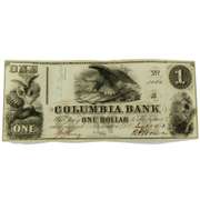 Sharp August 25 1852 $1 Columbia Bank OF Wash DC Note