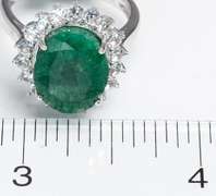 Gorgeous Diamond-Cut Natural Emerald & White Topaz Ring in Sterling