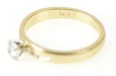 14K Yellow Gold 0.36 Ct Retro Diamond Solitaire Engagement Ring