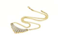 10K Yellow Gold Graduated Diamond Striped Squared Chain Necklace