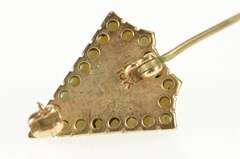 10K Yellow Gold Victorian Seed Pearl Black Onyx Stag Lapel Pin/Brooch