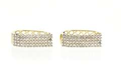 10K Yellow Gold 0.81 Ctw Squared Diamond Encrusted Oval Hoop Earrings