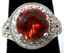 Bold Orange Sapphire Ring in Sterling Silver
