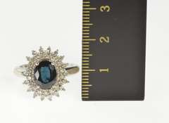 14K White Gold 1.35 Ctw Natural Sapphire Diamond Engagement Ring