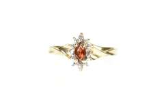 10K Yellow Gold Marquise Garnet Diamond Accent Statement Ring