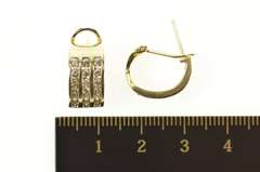 10K Yellow Gold 0.90 Ctw Diamond Inset Channel Oval Hoop Earrings