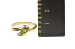 14K Yellow Gold Retro Emerald Diamond Sapphire Peridot Bypass Ring