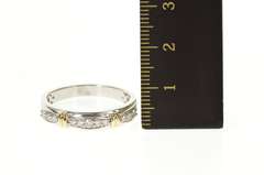 10K White Gold Two Tone Diamond Men's Wedding Band Ring