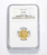 AU58 1847-C $2.50 Liberty Head Gold Quarter Eagle - Graded NGC