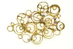 18K Yellow Gold Layered Circle Sapphire Diamond Statement Pendant/Pin