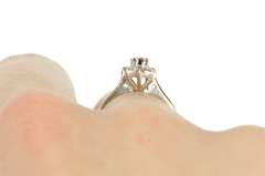 14K White Gold 0.40 Ctw Sapphire Diamond Halo Engagement Ring