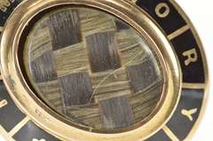 Gold Filled Victorian In Memory Woven Hair Mourning Photo Pin/Brooch