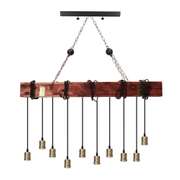 10 Lights 110V Wood Beam Pendant Light Hanging Ceiling