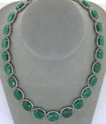 Jaw-Dropping 168.59CTW Emerald & Sapphire Necklace in Sterling Silver