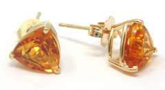 Great Yellow Gold Citrine Trillion Stud Earrings