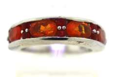 Sterling Silver Opal And Pink Saphires Ring