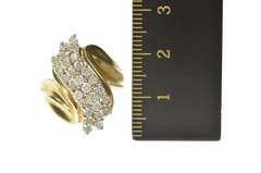 10K Yellow Gold 2.24 Ctw Diamond Cluster Statement Cocktail Ring
