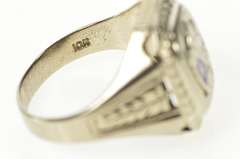 10K White Gold Knights of Pythias Art Deco Enamel Signet Ring